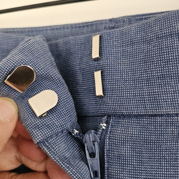 LOFT Riviera Slim Blue Ankle Pants Size 2 Cotton Stretch Tailored Work Pants - Picture 7 of 12